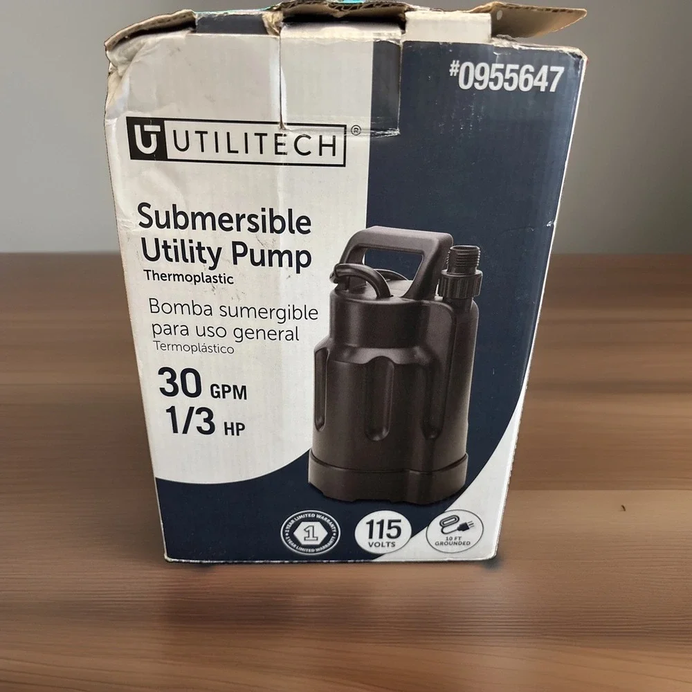 Utilitech 1/3 HP Submersible Utility Pump 30 GPM 115V Model 0955647